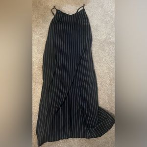 Satin express pinstripe slip dress